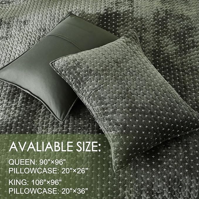Velvet Quilt King Size, Oversized Bedspread Quilted Bedding Set, Luxurious Soft - Image 7