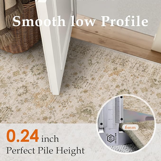 Beige 2x6 Runner Rug Hallway Non Slip Kitchen Vintage Distressed Long Carpet - Image 4