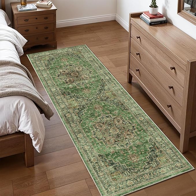 2x6 Vintage Runner Rug Low Pile Runners Non-Slip Machine Washable Rug Retro - Image 3