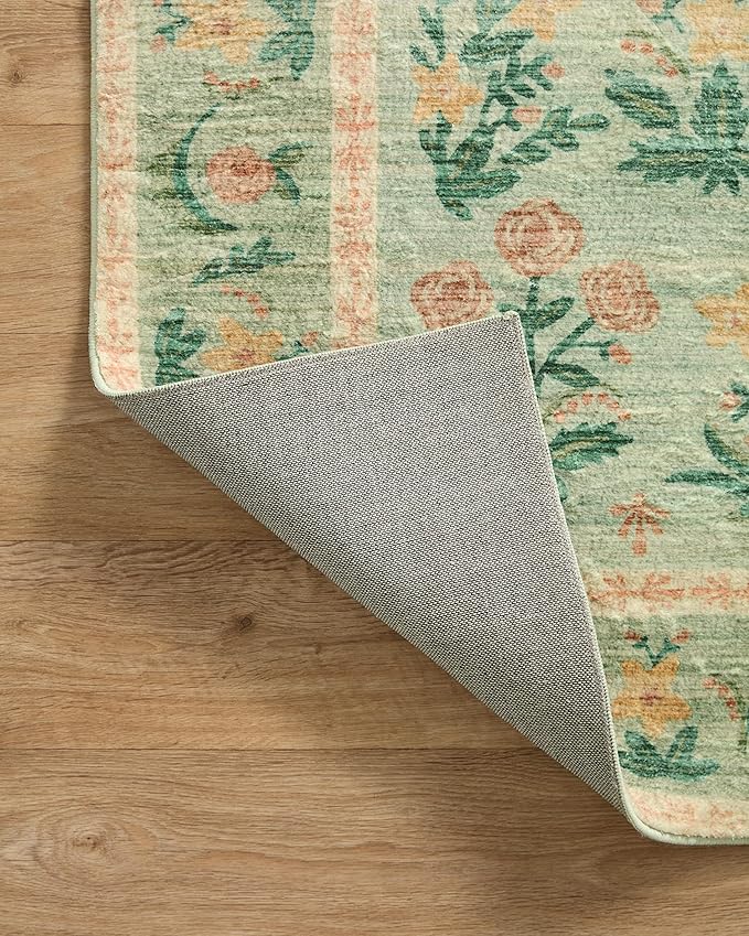 Loloi Rifle Paper Co. Eden Collection EDE-01 Mughal Rose Moss 2'-6" x 7'-6" - Image 6