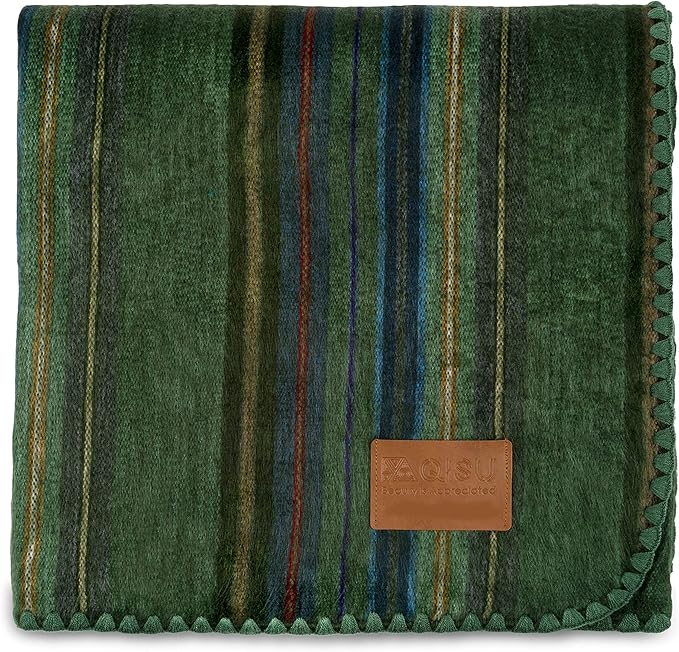 QISU Alpaca Wool Blanket Throw | Large, Variegated | 85 x 65 inches | Ultra-Soft by QISU