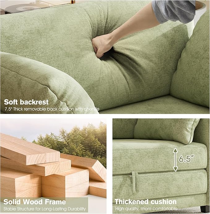 51" Loveseat Sleeper Sofa Bed, Chenille Convertible Floor Sofa Bed - Image 5
