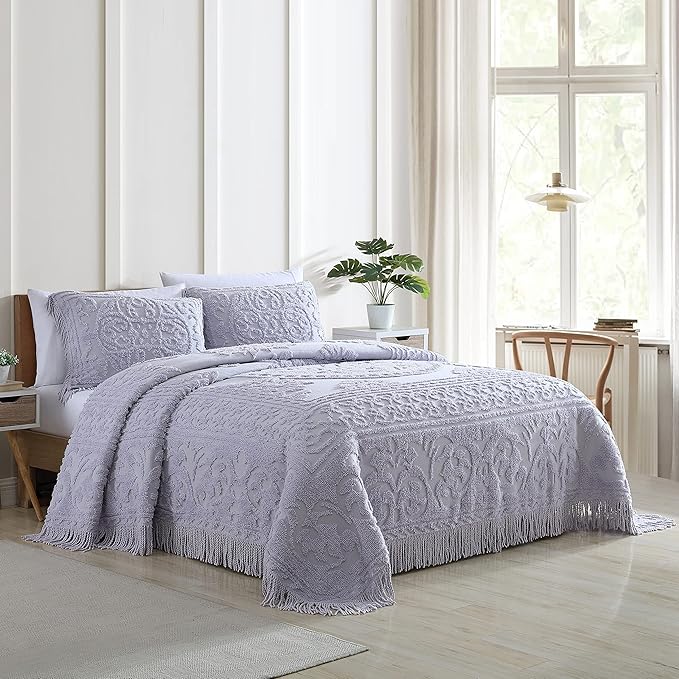 Beatrice Home Fashions Medallion Chenille Bedspread, Standard Sham - Image 2