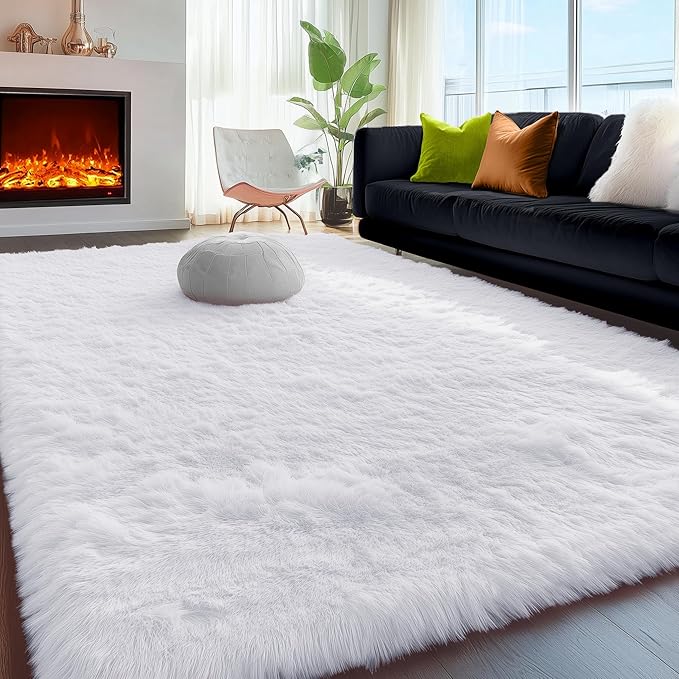PAGISOFE Soft Comfy White Area Rugs - Image 3