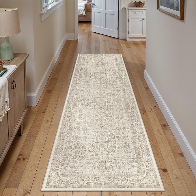 Light Brown Runner Rug 2'6"x10' Washable Carpet by PureCozy