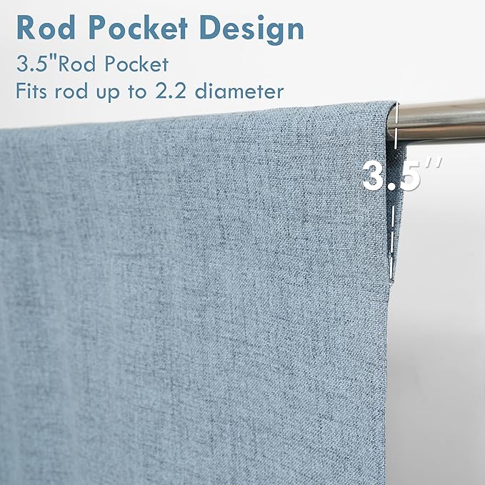 DriftAway Double Layer Linen Blackout Tie Up Curtains Thermal Insulated Fully - Image 5