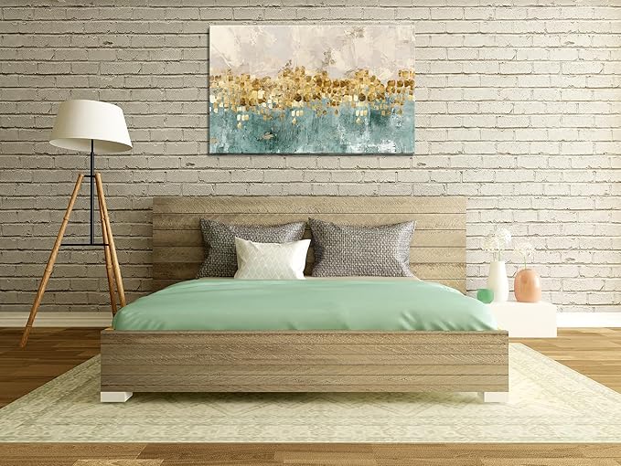 DZL Art A74681 Gold Abstract Painting Modern Decor Wall Art Gold Canvas Gray - Image 7