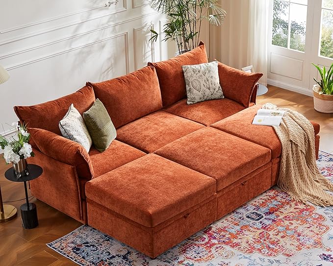 ABCASA 102.6" Luxury Modular Sleeper Sofa Bed 6 Seat Reversible Sectional Couch by ABCASA
