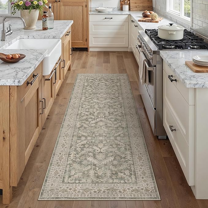 Brown 2x5 Runner Rug Vintage Area Carpet Hallway Indoor Kitchen Washable Low - Image 5