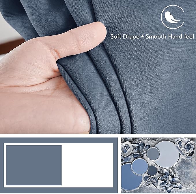 Deconovo Blackout Curtains, Thermal Insulated, W70 x L63 2 Panels, Back Tab - Image 7
