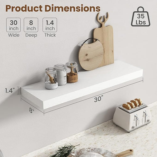 30 Inch Floating Shelves for Wall, 8 Inch Deep Floating Shelf for Storage & - Image 2