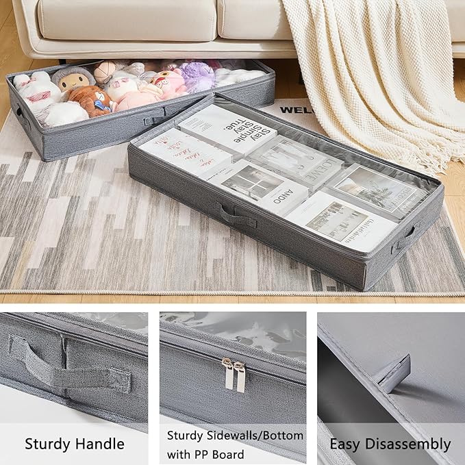 3 Pack Under Bed Storage Containers, Low Profile Underbed Shoes and Clothes - Image 5