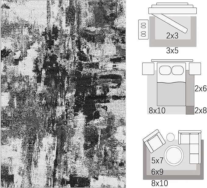 Area Rugs 8x10, Modern Abstract Machine Washable Rugs - Image 2