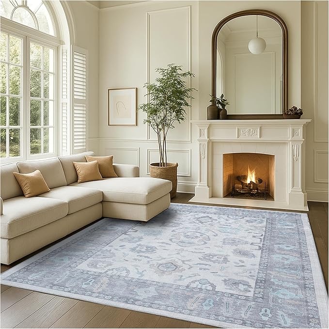 Fame Rugs Gray Modern Oushak Rug 6x9, Vintage Turkish Colorful Oriental Antique by FameRugs