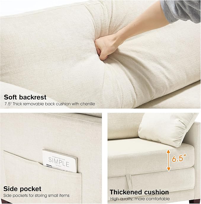 51" Loveseat Sleeper Sofa Bed, Chenille Convertible Floor Sofa Bed - Image 5