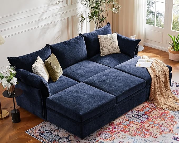 ABCASA 102.6" Luxury Modular Sleeper Sofa Bed 6 Seat Reversible Sectional Couch by ABCASA