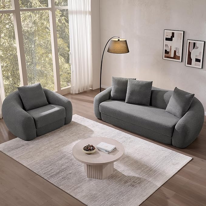 SICOTAS 90.6" Curved Convertible Sofa Couch Bed - Image 9