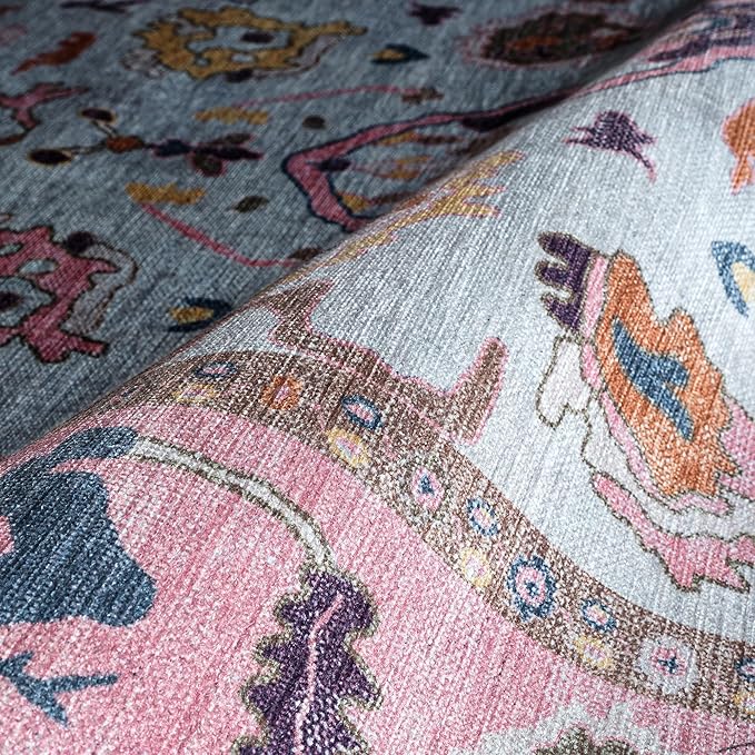 Fame Rugs Pink Beige Modern Oushak Rug 2'6"x7', Washable Vintage Turkish - Image 7