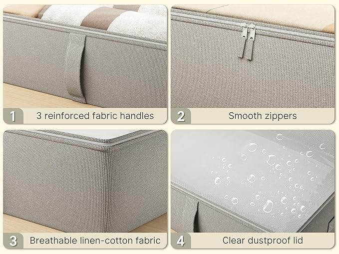 2-Pack Under Bed Storage Containers, 8 Inches Tall Underbed Clothes Storage - Image 5