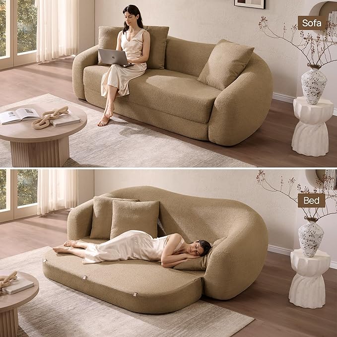 SICOTAS Curved Sofa Couch Bed for Living Room Convertible Futon Cloud Boneless - Image 4