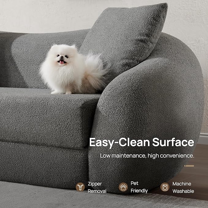 SICOTAS 90.6" Curved Convertible Sofa Couch Bed - Image 5