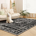 Area Rugs 5x7, Machine Washable Vintage Black Rugs by OLFRUGDTRUG