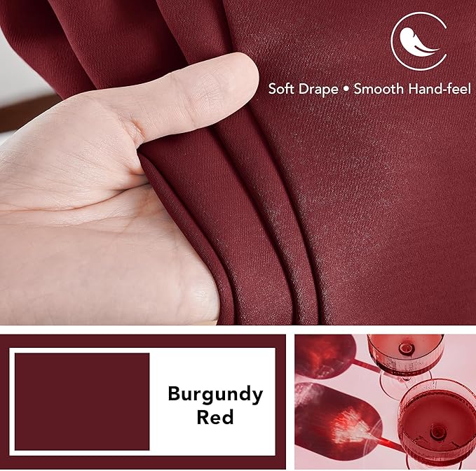 Deconovo Blackout Curtains, Thermal Insulated, W70 x L95 2 Panels, Back Tab - Image 7