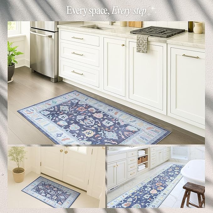 Fame Rugs Navy Blue Modern Oushak Rug 10x13, Vintage Turkish Colorful Oriental - Image 5