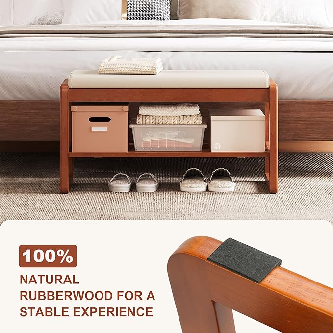 Shoe Bench Storage Rubberwood - Image 6