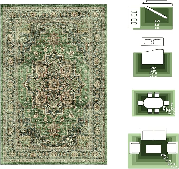 6x9 Area Rugs for Living Room Ultra-Soft Washable Rug Vintage Distressed Boho - Image 8