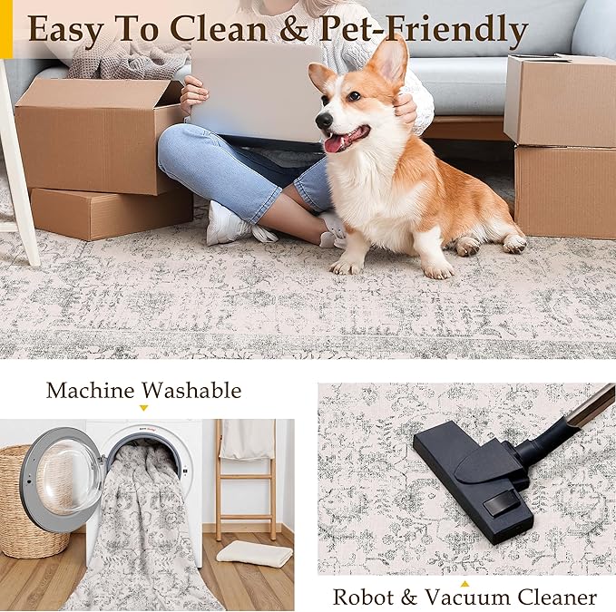 Gray Runner Rug 2'6"x10' Washable Carpet - Image 4