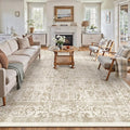 Light Brown Area Rug 9x12 Machine Washable Large Vintage Living Room Distressed by PureCozy