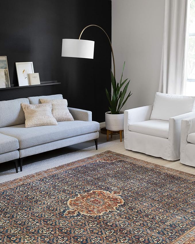 Loloi Layla Collection LAY-09 Cobalt Blue/Spice 5'-0" x 7'-6" .13" Thick Area - Image 2