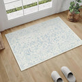 2x3 Blue Entryway Area Rug Machine Washable Door Mat Kitchen Vintage Distressed by PureCozy