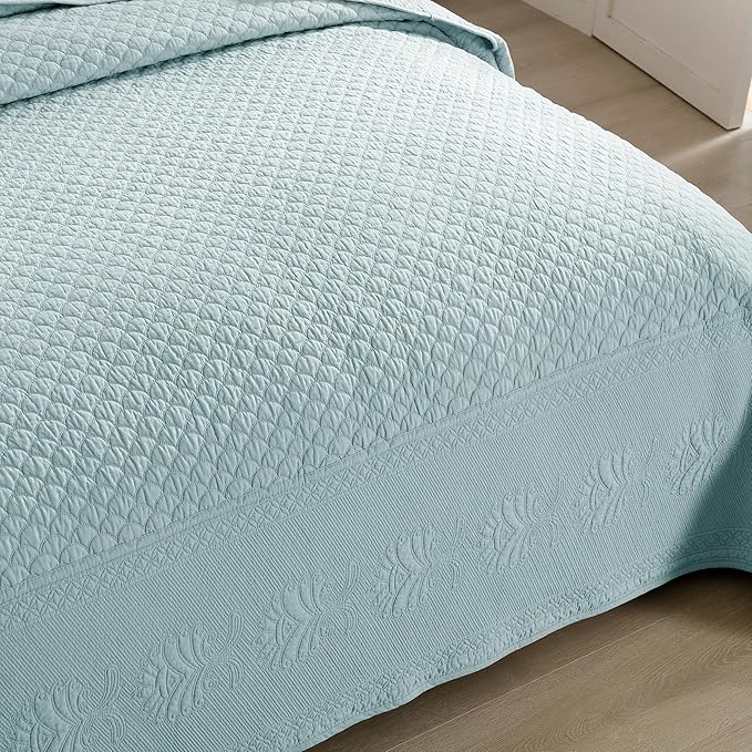 MarCielo 3-Piece 100% Cotton Oversized Bedspread Lightweight Quilt Coverlet - Image 6