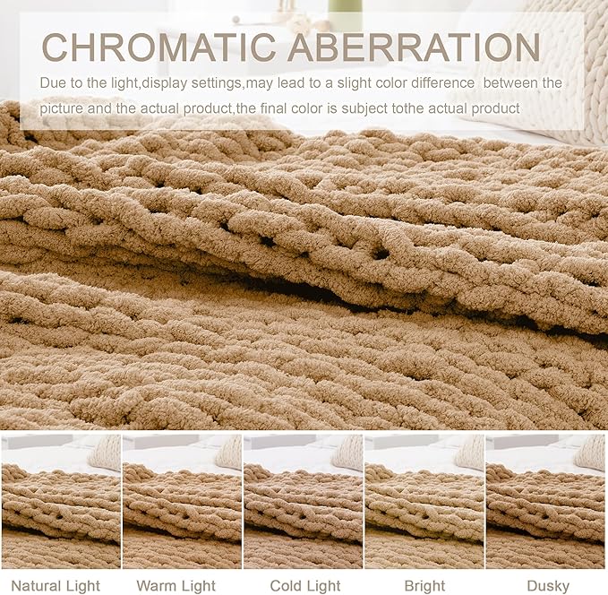 Chunky Knit Throw Blanket 50"X 60", 100% Handmade - Image 6
