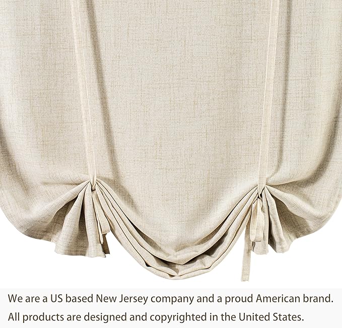 DriftAway Double Layer Linen Blackout Tie Up Curtains Thermal Insulated Fully - Image 8
