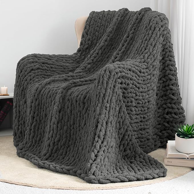 Chunky Knit Throw Blanket 60"X 80", 100% Handmade - Image 7