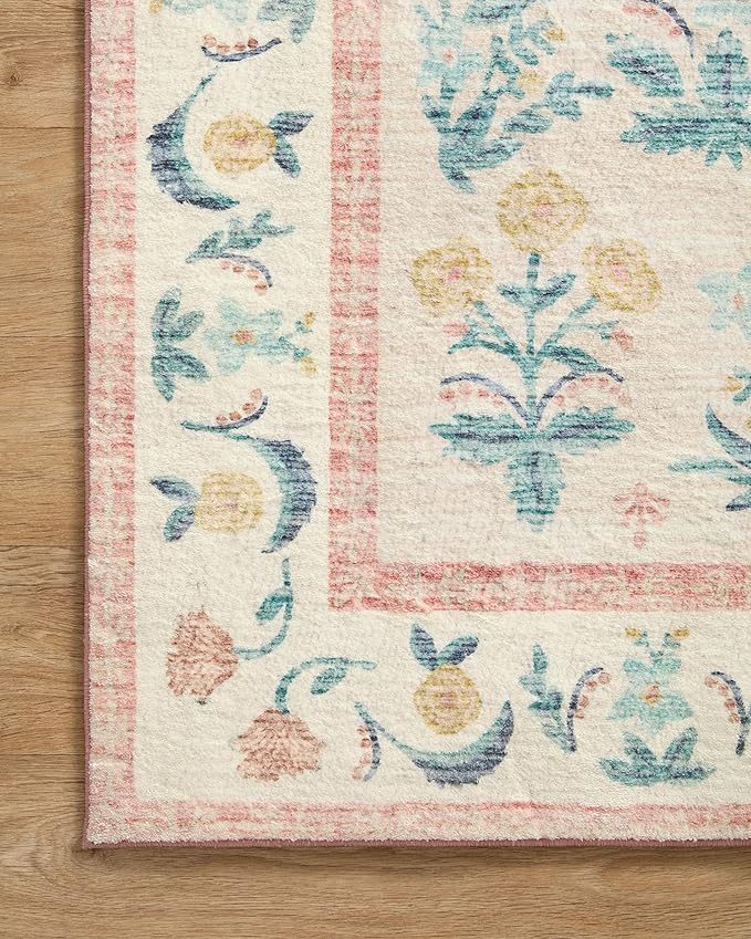 Loloi Rifle Paper Co. Eden Collection EDE-01 Mughal Rose Blush 3'-6" x 5'-6" - Image 5