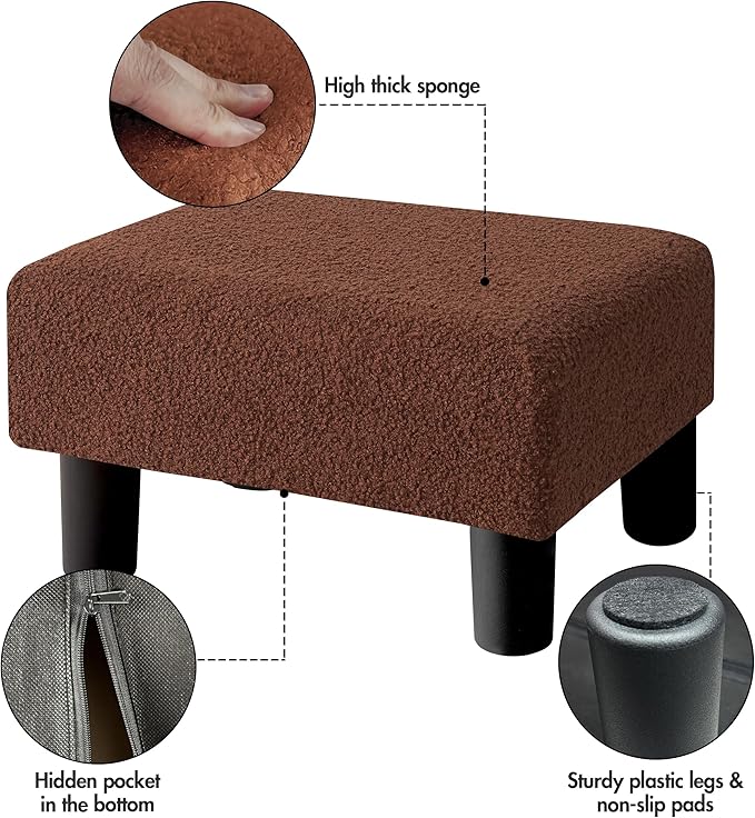 BRIAN & DANY Small Foot Stool Ottoman, Footstool - Image 3