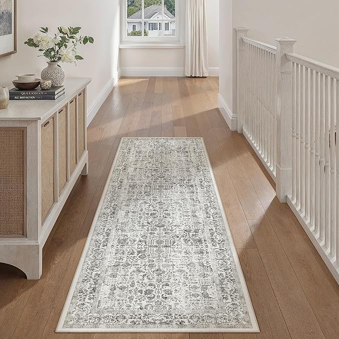 Black Runner Rug 2x6 Hallway Machine Washable Kitchen Vintage Distressed Non - Image 5