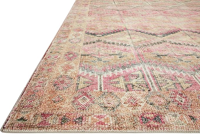 Loloi Layla Collection LAY-17 Pink/Lagoon 7'-6" x 9'-6" .13" Thick Area Rug - Image 3