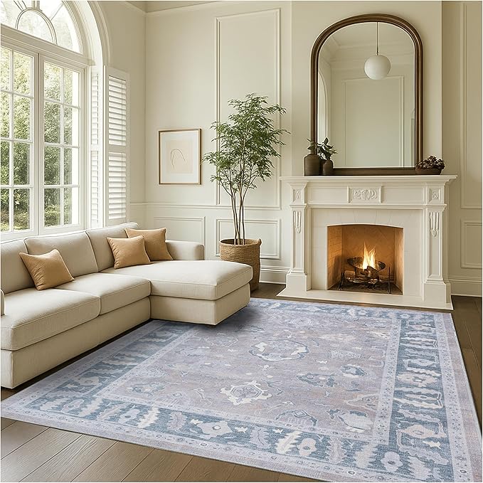 Fame Rugs Gray Modern Oushak Rug 9x12, Vintage Turkish Colorful Oriental by FameRugs