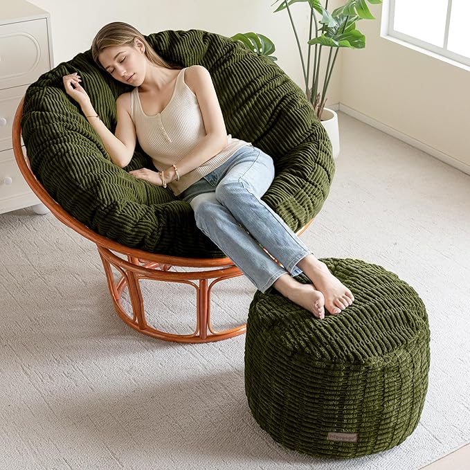 HIGOGOGO Pouf Ottoman Stuffed Round Modern Foam Filled Foot Rest Poufs - Image 4