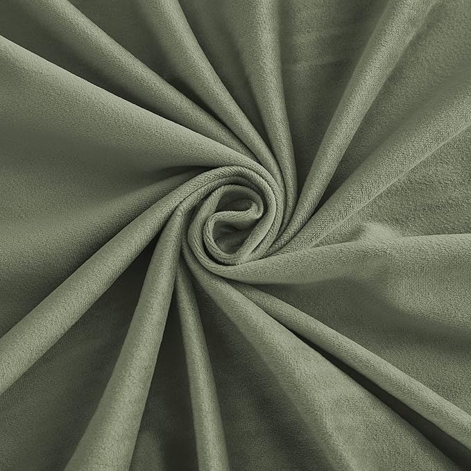 RYB HOME Sage Velvet Curtains 102 inches, Back Tab Soft Fabric Room Darkening - Image 3