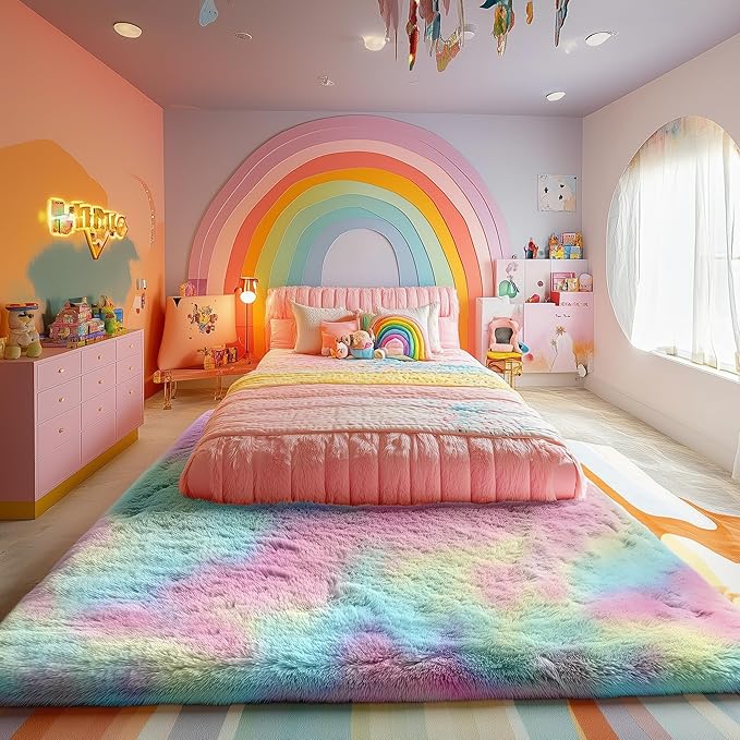 PAGISOFE Fluffy Colorful Rainbow Rugs - Image 9
