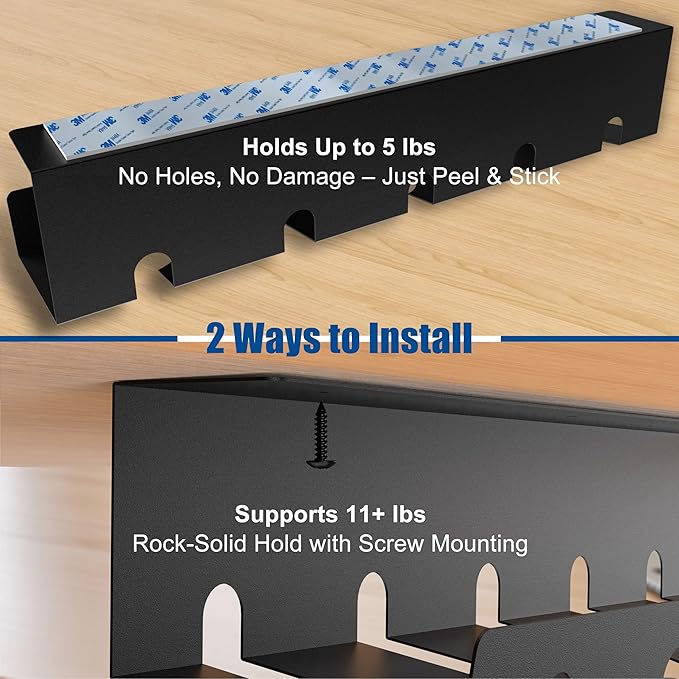 2 Pack 17" Under Desk Cable Management Tray, Metal Wire Management Standing - Image 4