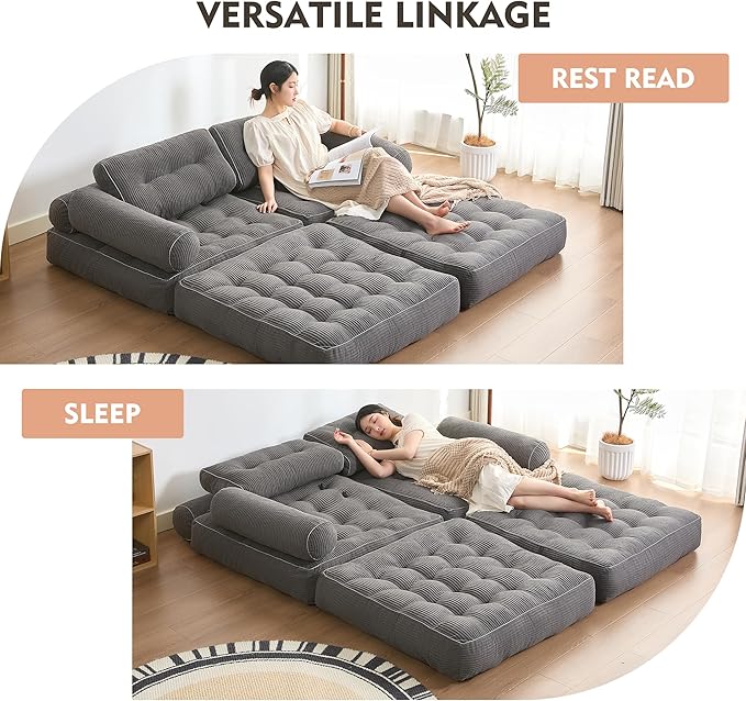 Plus Futon Sofa Bed for Small Spaces, Floor Couch - Image 4