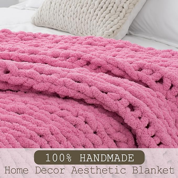 Chunky Knit Throw Blanket 60"X 80", 100% Handmade - Image 2