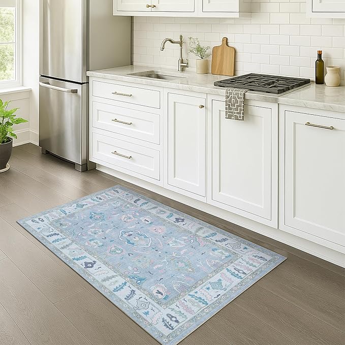 Fame Rugs Lavender Modern Oushak Rug 3x5, Washable Vintage Turkish Colorful by FameRugs